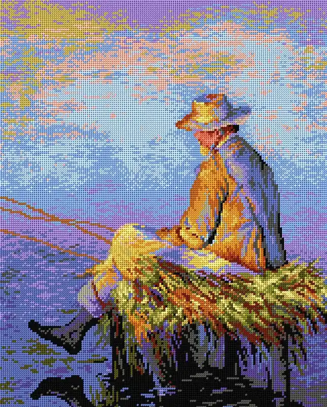 Hot Picks Needlepoint canvas for halfstitch without yarn after Leon Wyczkowski - Fisherman 2118M