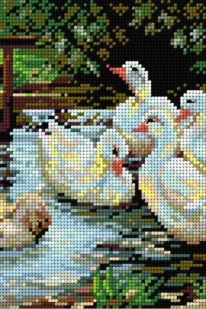 Needlepoint canvas for halfstitch without yarn after Aleksander Max Koester - Landscape with Ducks 2111H Discount