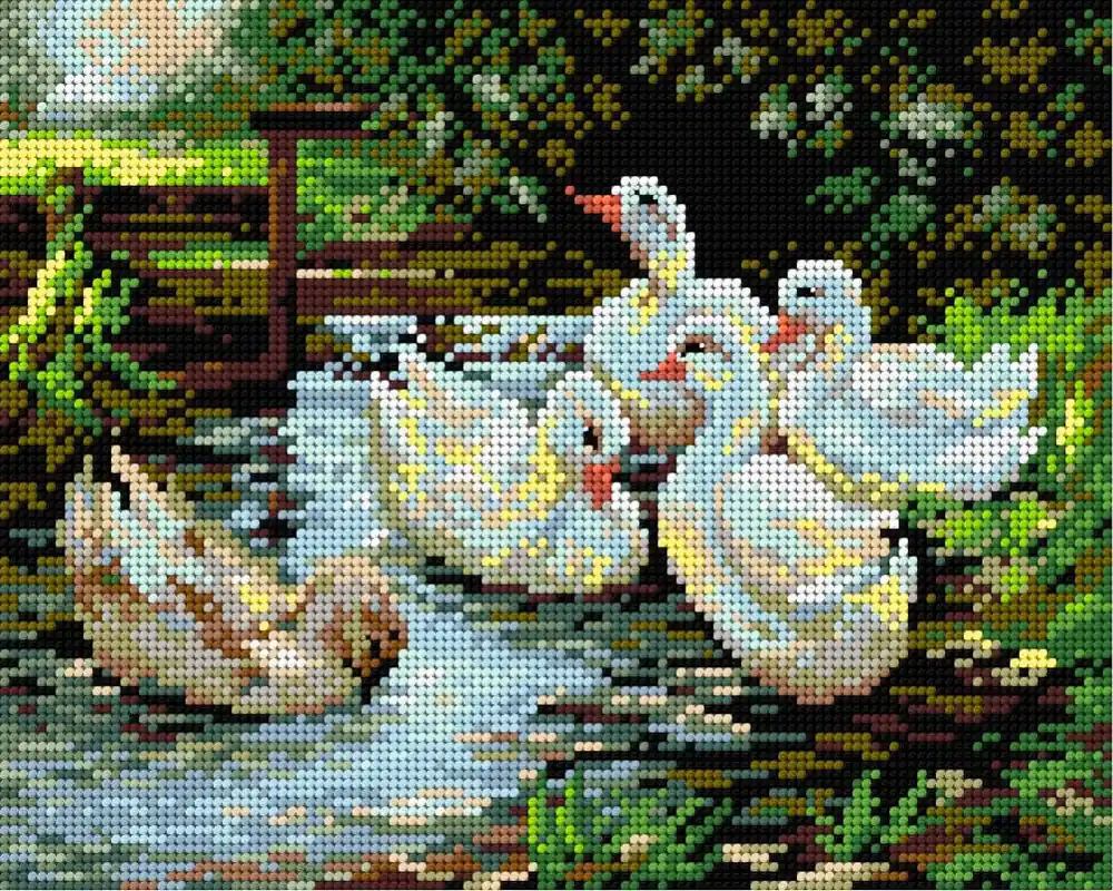 Needlepoint canvas for halfstitch without yarn after Aleksander Max Koester - Landscape with Ducks 2111H Discount
