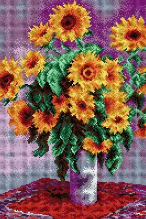 Needlepoint canvas for halfstitch without yarn after Claude Monet - Sunflowers 1993M No Minimum Order