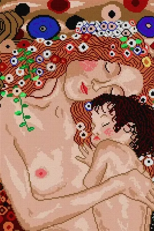 Mega Sale Needlepoint canvas for halfstitch without yarn after Gustav Klimt - Mother and Child 1212M