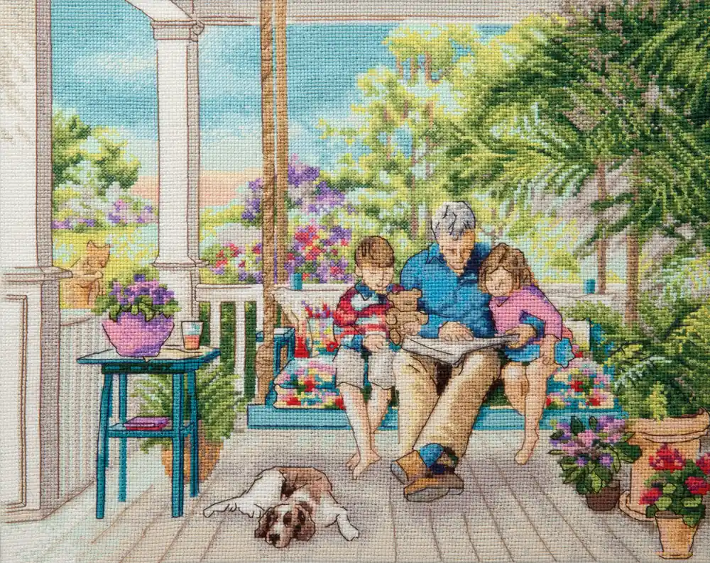 M-486C Counted cross stitch kit "Reading fairy tales" Don’t Miss Out