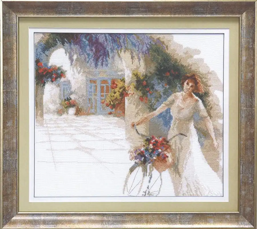 Markdown Cross-stitch kit A-212C "A girl with flowers"