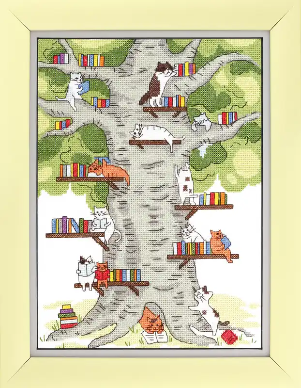 Genuine BT-236C Counted cross stitch kit Crystal Art "Library in the forest"