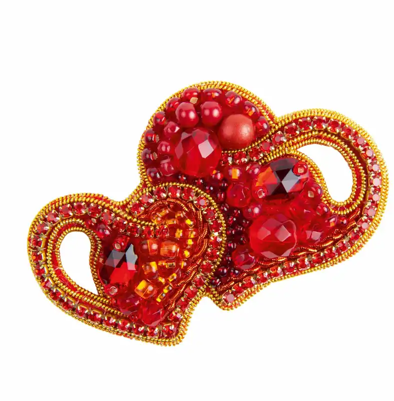 Discount BP-342C Beadwork kit for creating brooch Crystal Art "Hearts"