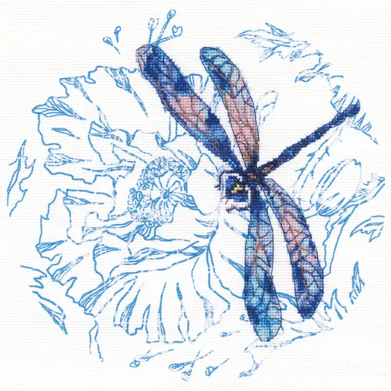 One Day Deal Dance of dragonflies M70023 Cross Stitch kits with printed background