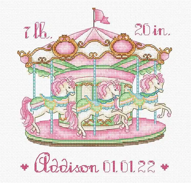Baby Carousel L8046 Counted Cross Stitch Kit Hassle-Free Returns