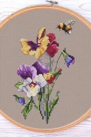 Flower Pansies - PDF Cross Stitch Pattern Trending