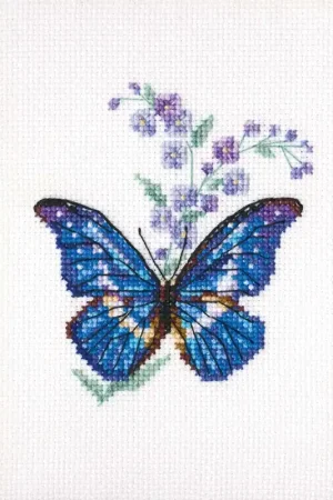 Polemonium and butterfly EH364 Counted Cross Stitch Kit Trusted Brand