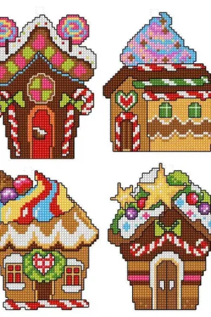 "Gingerbread Houses" 127CS Counted Cross-Stitch Kit Certified