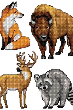 No Minimum Order "Forest Animals" 125CS Counted Cross-Stitch Kit