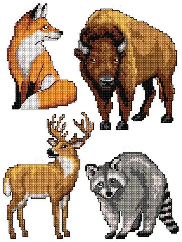 No Minimum Order "Forest Animals" 125CS Counted Cross-Stitch Kit