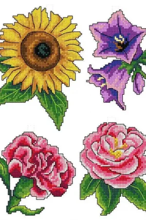 "Flowers" 124CS Counted Cross-Stitch Kit Popular