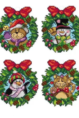 "Christmas Wreaths" 115CS Counted Cross-Stitch Kit Reduced Price
