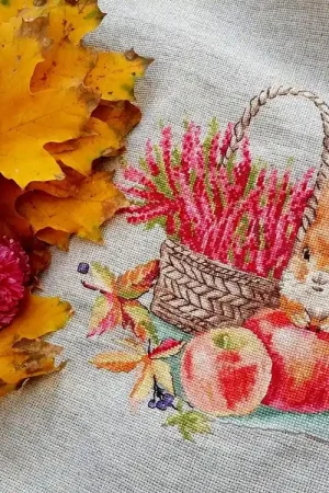 Squirrel with an Apple. August. Calendar Series - PDF Cross Stitch Pattern Luxury