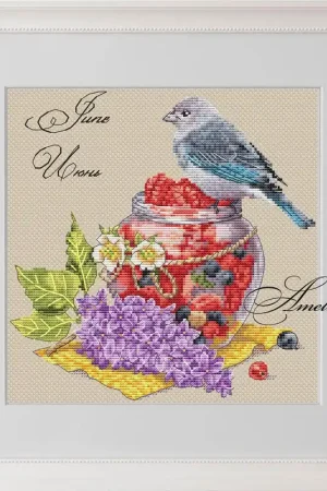 Shop Now Bird with the Jam. June. Calendar Series - PDF Cross Stitch Pattern