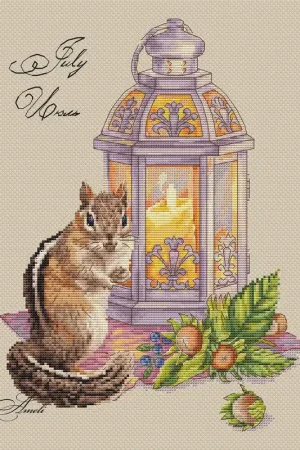 Squirrel with the Lamp. July. Calendar Series - PDF Cross Stitch Pattern Editor’s Pick