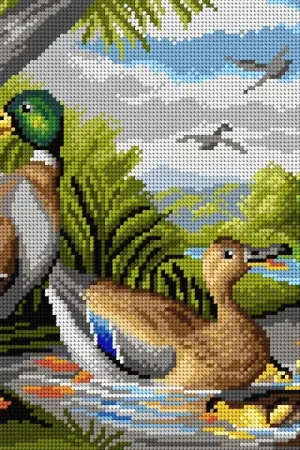 Gobelin canvas for halfstitch without yarn after Jacob Bogdani - Ducks in a River 2955J Affordable
