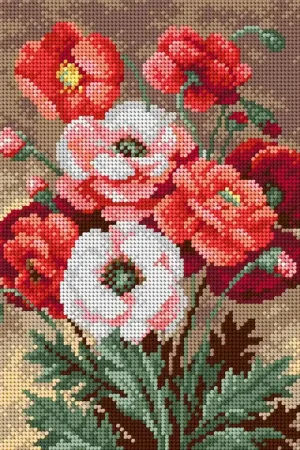 Today Only Gobelin canvas for halfstitch without yarn Bouquet of Poppies 2214H