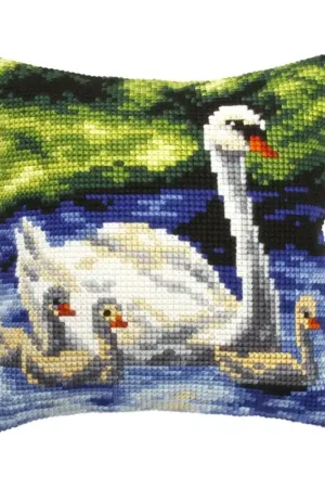 Shop Now Cushion cross stitch kit "Swans family" 9267