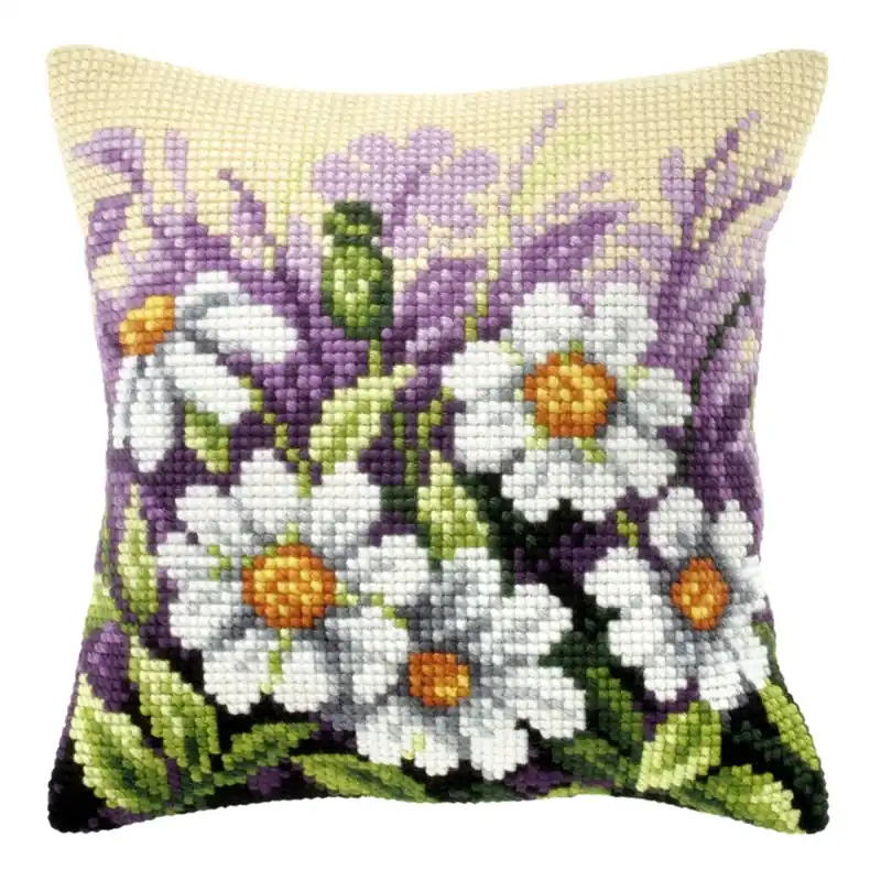 Limited Edition Cushion cross stitch kit "White flowers on meeadow" 9122