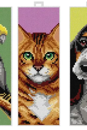 Counted cross stitch kit with plastic canvas "Animals" set of 3 designs 7896 Discount