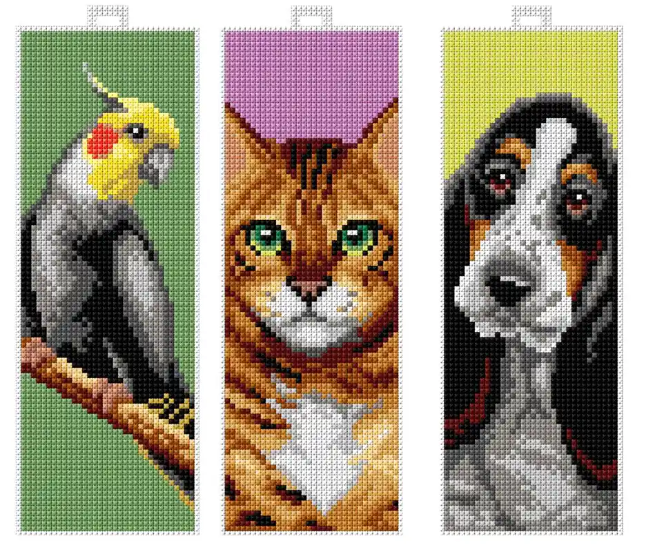 Counted cross stitch kit with plastic canvas "Animals" set of 3 designs 7896 Discount