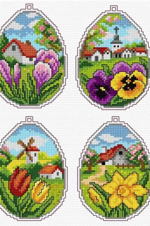 Counted cross stitch kit with plastic canvas "Easter eggs" set of 4 designs 7667 Editor’s Pick