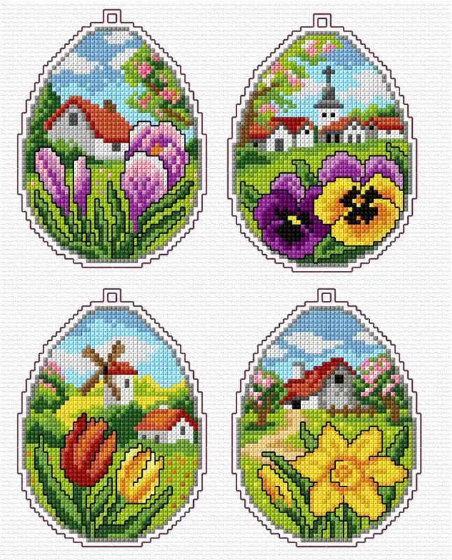 Counted cross stitch kit with plastic canvas "Easter eggs" set of 4 designs 7667 Editor’s Pick