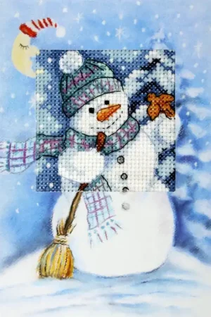 Complete counted cross stitch kit - greetings card "Snowman" 6231 Trusted Brand