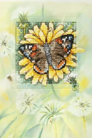 Free Delivery Complete counted cross stitch kit - greetings card "Flower and butterfly" 6226