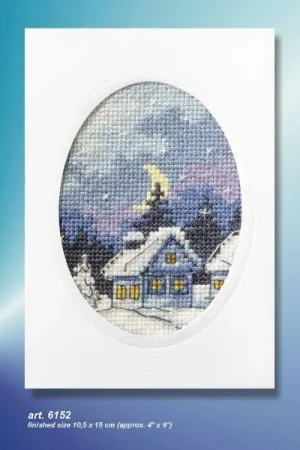 Complete cross stitch kit - greetings card "Winter night" 6152 Direct From Factory
