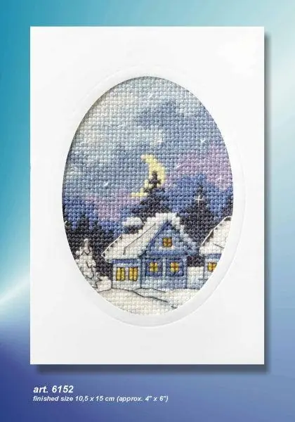 Complete cross stitch kit - greetings card "Winter night" 6152 Direct From Factory