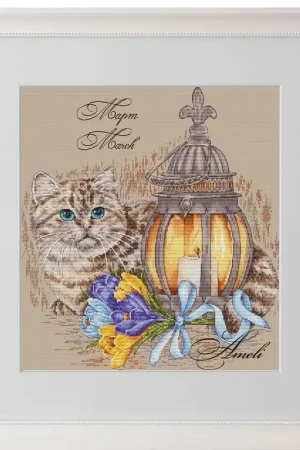 Top Pick Cat with the Lantern. March. Calendar Series - PDF Cross Stitch Pattern