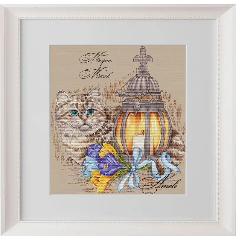Top Pick Cat with the Lantern. March. Calendar Series - PDF Cross Stitch Pattern
