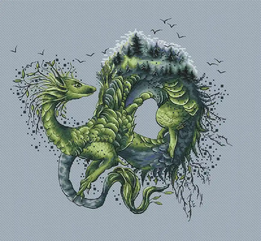 Handmade Forest Dragon - PDF Cross Stitch Pattern
