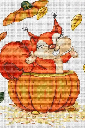 Squirrel with a Pumpkin - PDF Cross Stitch Pattern Bargain
