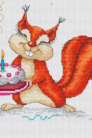 Squirrel with a Cake - PDF Cross Stitch Pattern Bargain