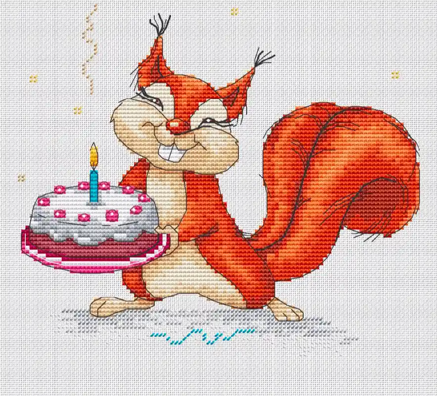 Squirrel with a Cake - PDF Cross Stitch Pattern Bargain