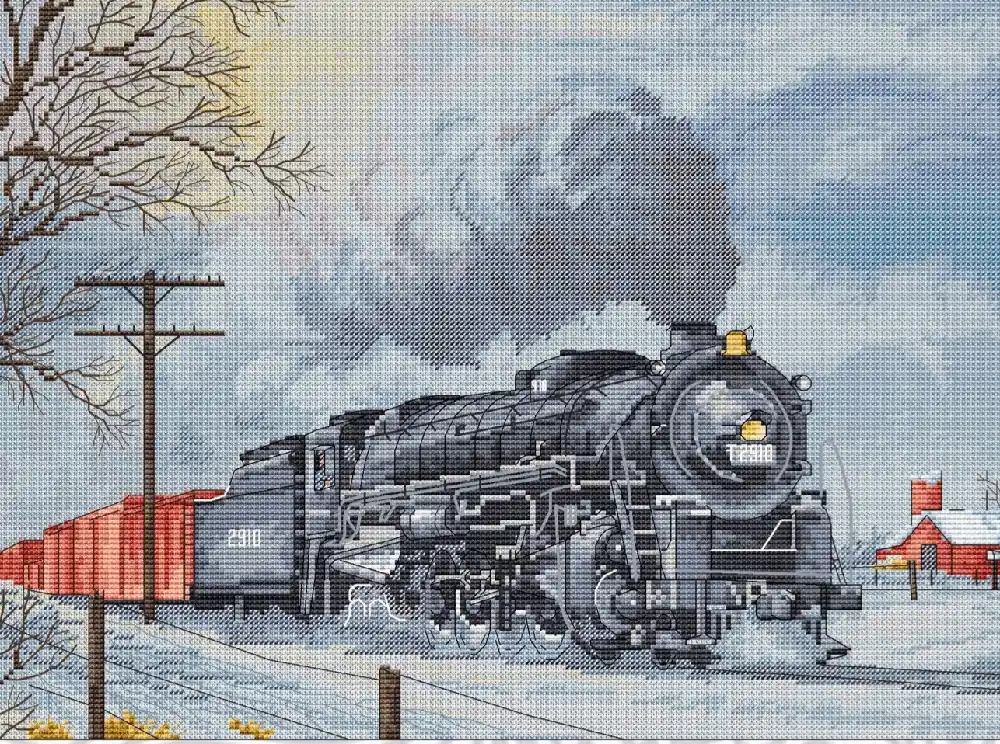 Express Delivery Christmas Train - PDF Cross Stitch Pattern