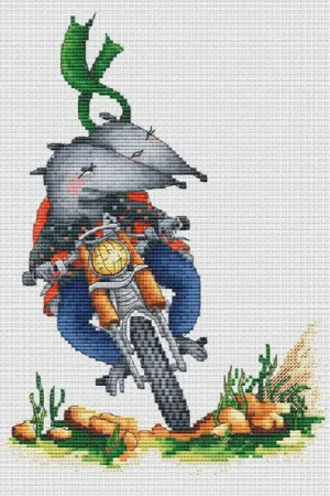Mouses on Motorcycle - PDF Cross Stitch Pattern Free Delivery