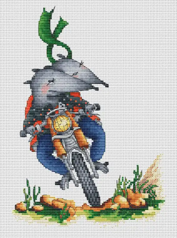 Mouses on Motorcycle - PDF Cross Stitch Pattern Free Delivery