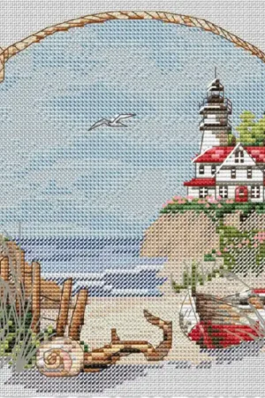 Certified Lighthouse on the Rocky Shore - PDF Cross Stitch Pattern