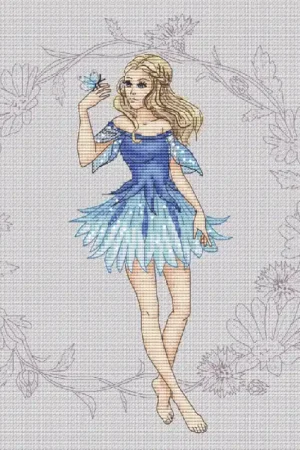 Save Now Girl with Cornflowers. Fairy - PDF Cross Stitch Pattern