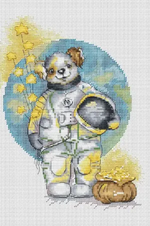 Astronaut Dog with Goodies - PDF Cross Stitch Pattern Viral