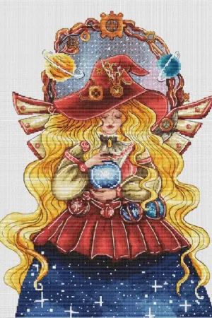 Super Sale Halloween Witch. Celestial Mechanics - PDF Cross Stitch Pattern