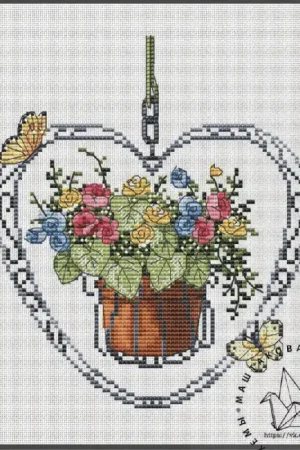 Exclusive Bouquet in the Heart. Flowers - PDF Cross Stitch Pattern