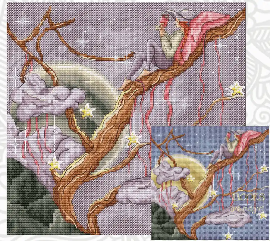 Books are Magic. Fantasy Witch - PDF Cross Stitch Pattern Handmade