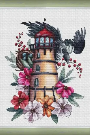 Magpie and the Lighthouse - PDF Cross Stitch Pattern Don’t Miss Out