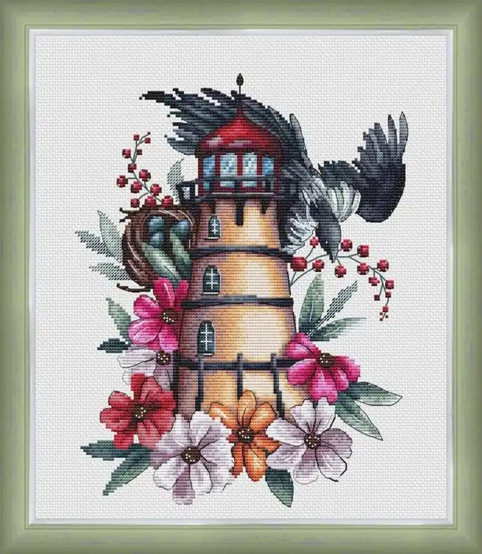 Magpie and the Lighthouse - PDF Cross Stitch Pattern Don’t Miss Out